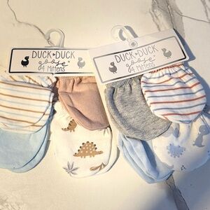 Baby Mittens Set - Blue, Gray, and Tan